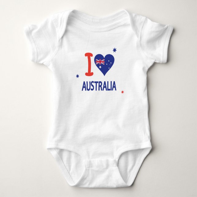 I LOVE AUSTRALIA Happy Australia Day 26th January Baby Bodysuit (Front)
