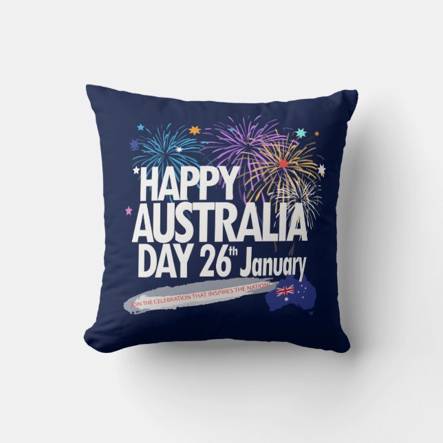 I LOVE AUSTRALIA Happy Australia Day 26th January Throw Pillow (Front)