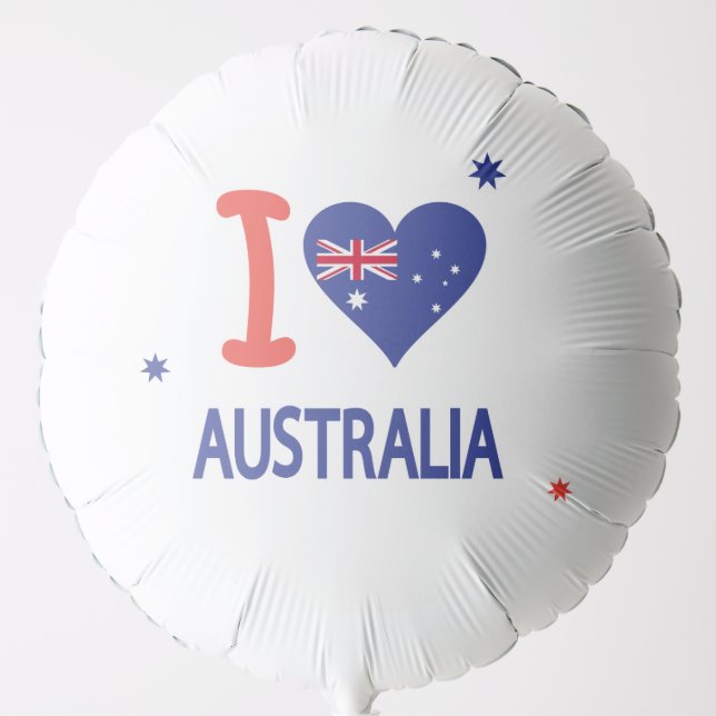 I LOVE AUSTRALIA Happy Australia Day Balloon (Front)