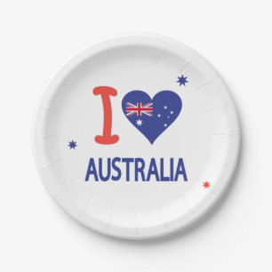 I LOVE AUSTRALIA Happy Australia Day Paper Plates