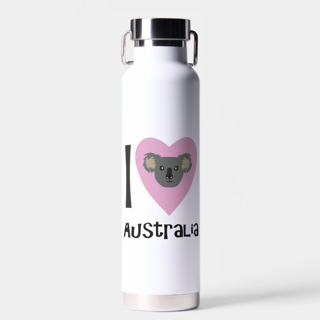 I Love Australia Water Bottle (Front)