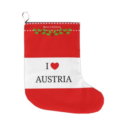 I Love Austria Christmas Design Large Christmas Stocking