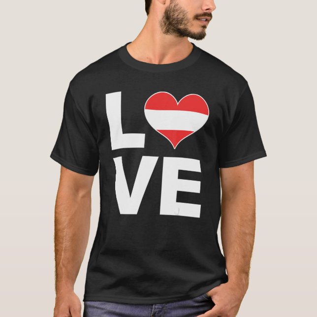 I Love Austria Heart Flag Austria T-Shirt (Front)