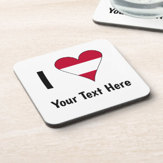 I Love (Austrian Flag Heart) Personalized Beverage Coaster