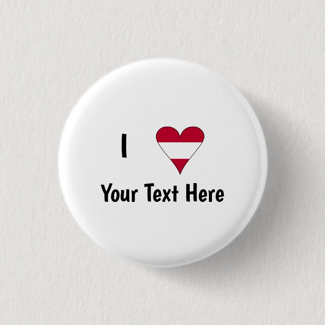 I Love (Austrian Flag Heart) Personalized  Button (Front)