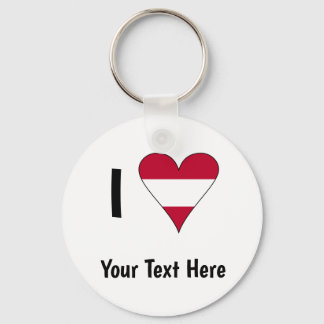 I Love (Austrian Flag Heart) Personalized Keychain