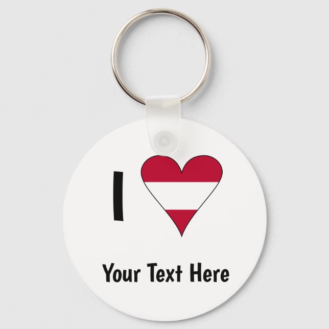 I Love (Austrian Flag Heart) Personalized  Keychain (Front)