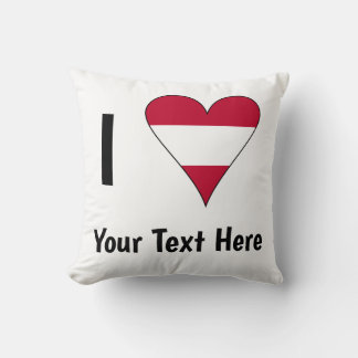 I Love (Austrian Flag Heart) Personalized Throw Pillow