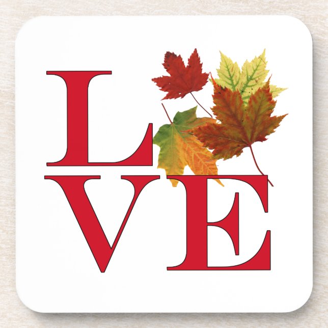 I Love Autumn Beverage Coaster (Front)