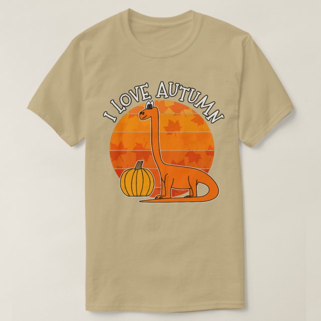 I Love Autumn Dinosaur, Fall Diplodocus, Autumn 20 T-Shirt (Design Front)
