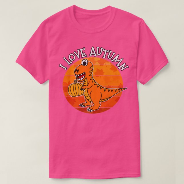 I Love Autumn Dinosaur, Fall TRe, Autumn 2022 T-Shirt (Design Front)