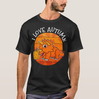 I Love Autumn Dinosaur, Fall Triceratops, Autumn 2 T-Shirt