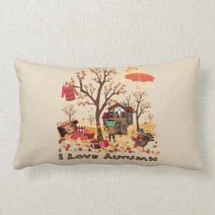I Love Autumn - Fall Scenery Lumbar Pillow