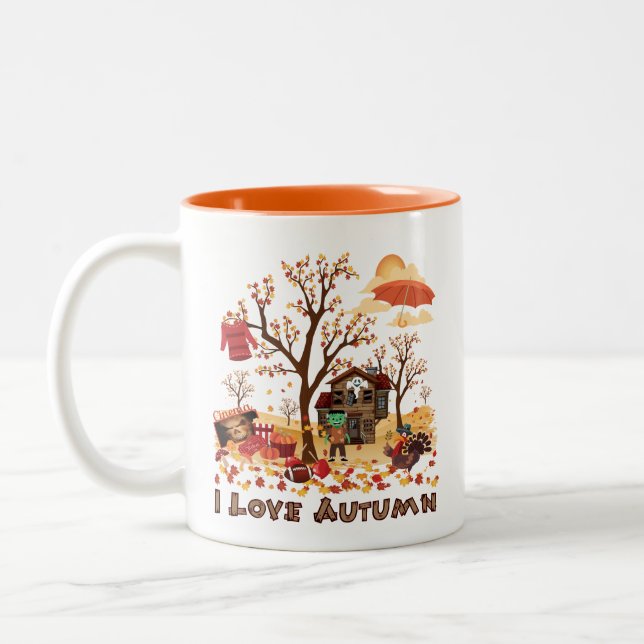 I Love Autumn - Fall Scenery Two-Tone Coffee Mug (Left)