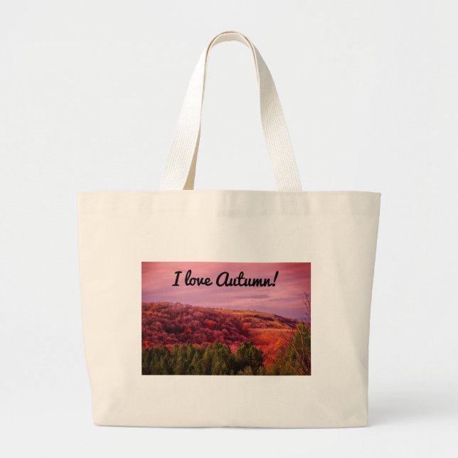 I Love Autumn! Large Tote Bag (Front)