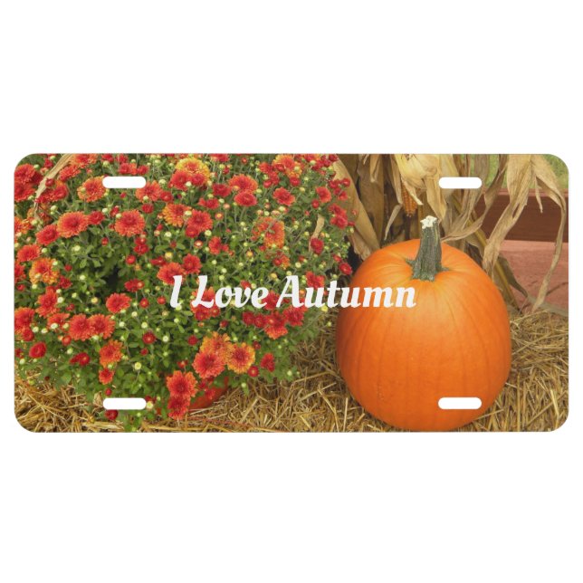 I Love Autumn License Plate (Front)