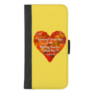 I Love Autumn—Red Aspen Leaf Heart 1, Brontë Quote iPhone 8/7 Plus Wallet Case
