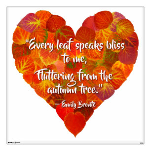 I Love Autumn—Red Aspen Leaf Heart 1, Brontë Quote Wall Decal