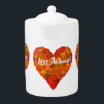 I Love Autumn!—Red Aspen Leaf Heart 1 Teapot<br><div class="desc">A heart created by collaging my aspen leaf paintings,  to show how I feel about autumn.</div>