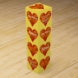 I Love Autumn, Red Aspen Leaf Heart 1 Wine Box