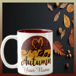 I love Autumn Retro Sunset Personlize Two-Tone Coffee Mug<br><div class="desc">Embrace the beauty and essence of the changing season with these magical designs for Fall. These designs have been intricately crafted using Autumn elements,  color and love for this cherished season.</div>