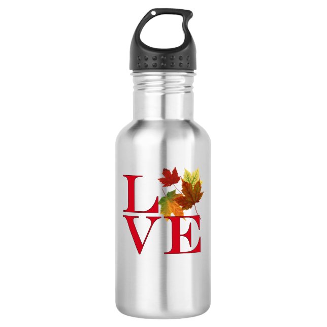 I Love Autumn Stainless Steel Water Bottle (Front)