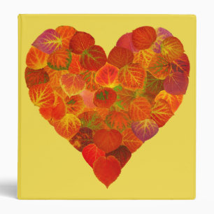 I Love Autumn, Subtle—Red Aspen Leaf Heart 1 3 Ring Binder