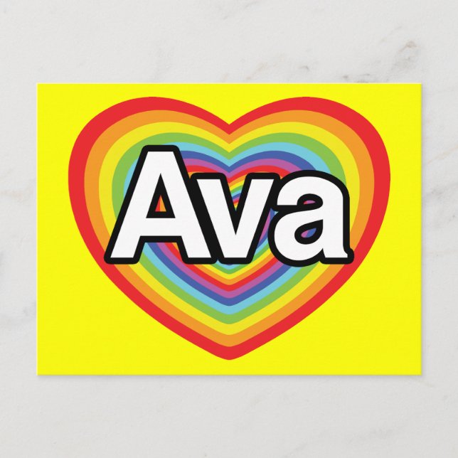 I love Ava, rainbow heart Postcard (Front)