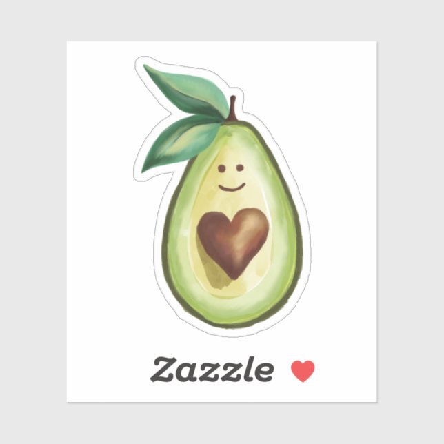 I Love Avocados Cute Avocado Heart Character Sticker (Sheet)
