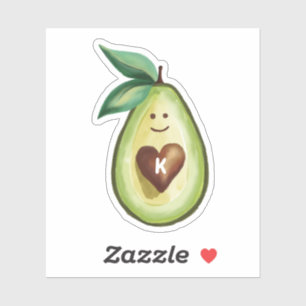 I Love Avocados Monogram Avocado Heart Character Sticker
