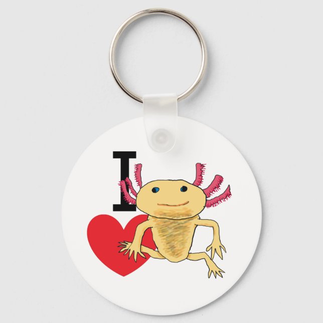 I Love Axolotls Keychain (Front)