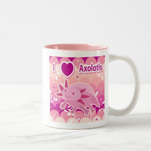 I Love Axolotls Pink Axolotl Design Two_Tone Coffee Mug