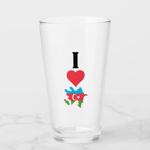 I Love Azerbaijan Vertical Country Flag Map Glass