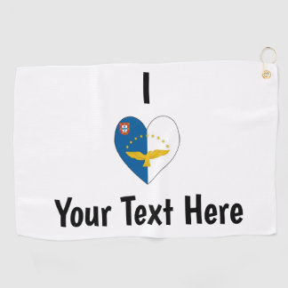 I Love (Azorean Flag Heart) Personalized  Golf Towel