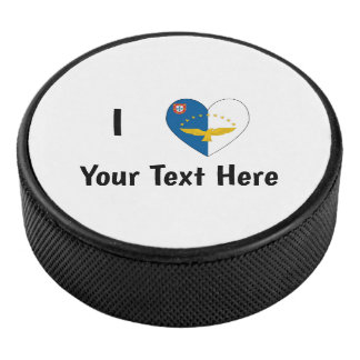 I Love (Azorean Flag Heart) Personalized  Hockey Puck