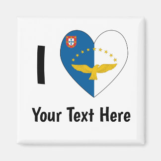I Love (Azorean Flag Heart) Personalized  Magnet