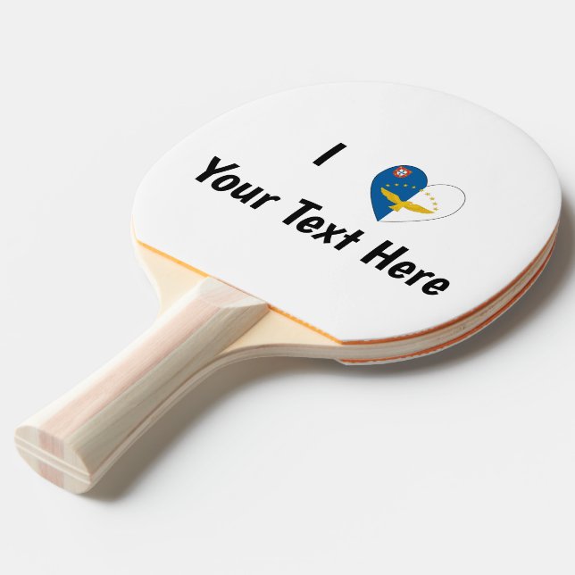 I Love (Azorean Flag Heart) Personalized  Ping Pong Paddle (Front Angle)