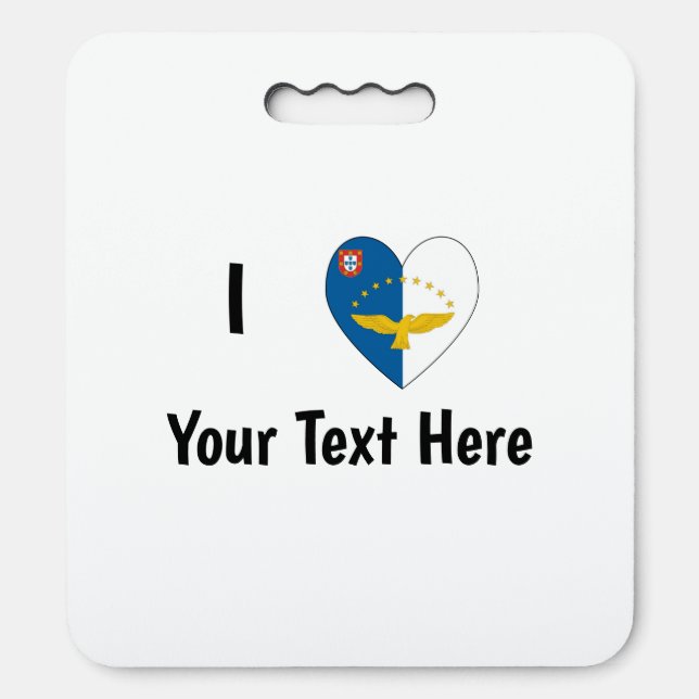 I Love (Azorean Flag Heart) Personalized  Seat Cushion (Front Vertical)