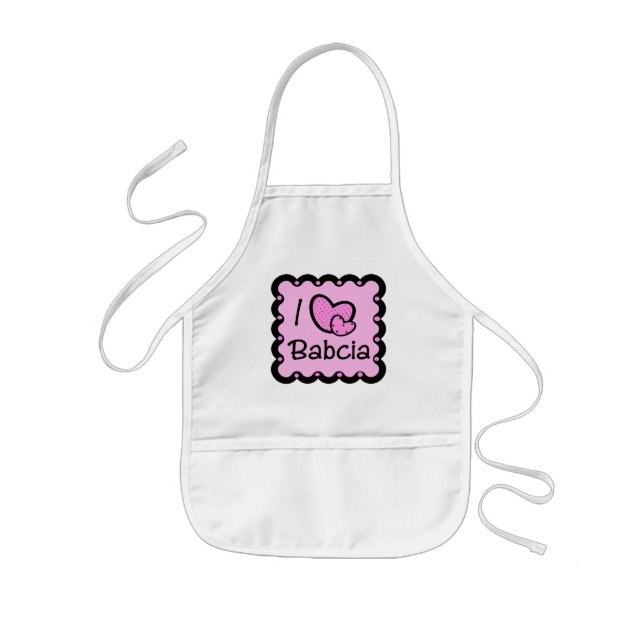 I Love Babcia Cute T-Shirt Kids' Apron (Front)