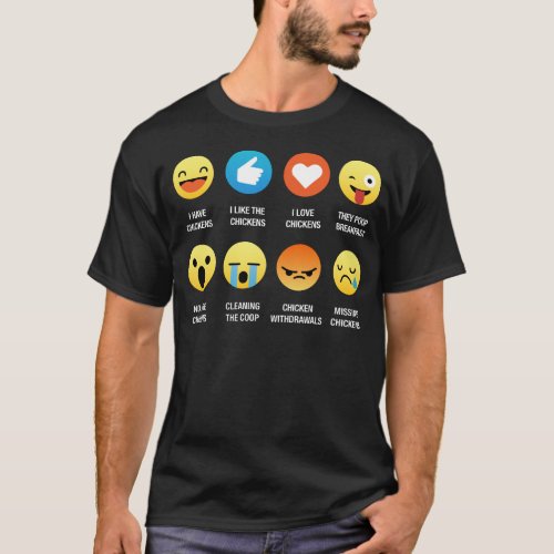 I Love Backyard Chickens Emoji Emoticon Tee Shirt