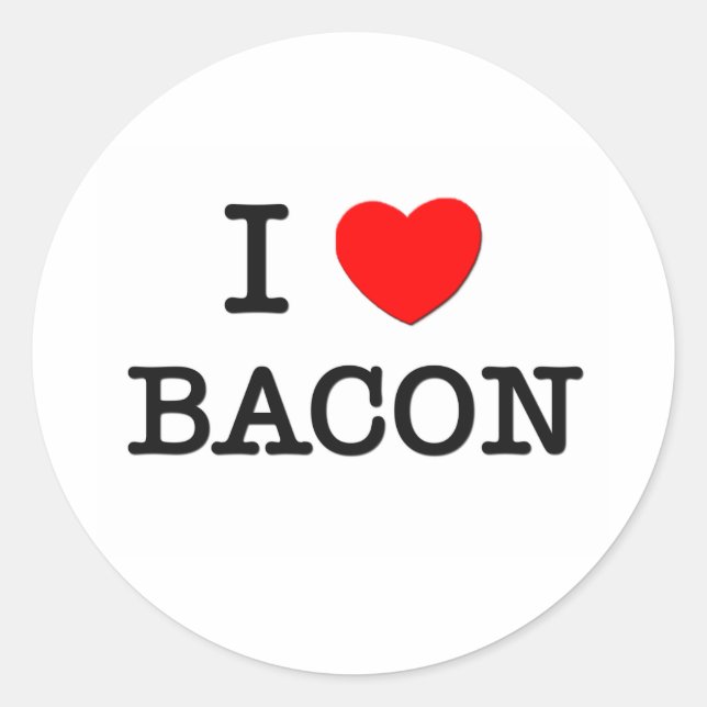 I Love Bacon Classic Round Sticker (Front)