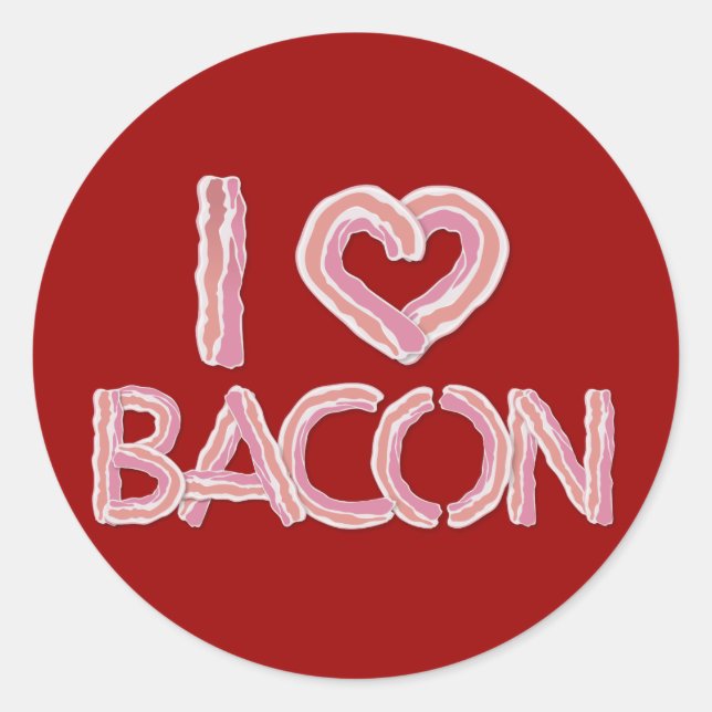 I Love Bacon Classic Round Sticker (Front)