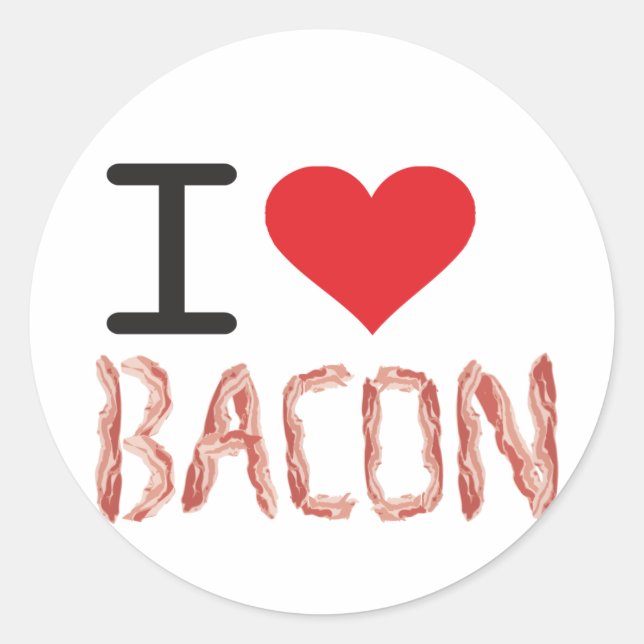 I Love Bacon Classic Round Sticker (Front)