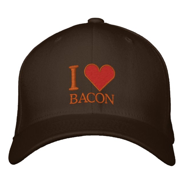 I LOVE BACON EMBROIDERED BASEBALL HAT (Front)
