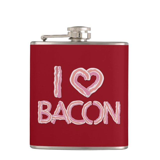 I Love Bacon Hip Flask (Front)