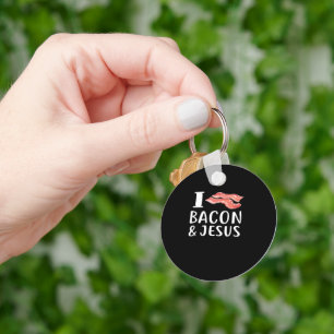 I Love Bacon Jesus for Christian Foodie Love Keychain