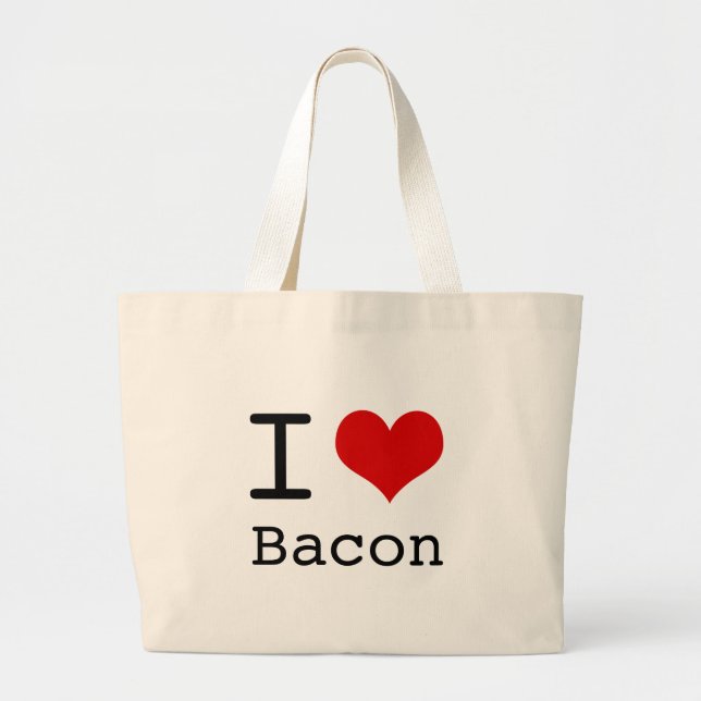 I Love Bacon Large Tote Bag (Front)