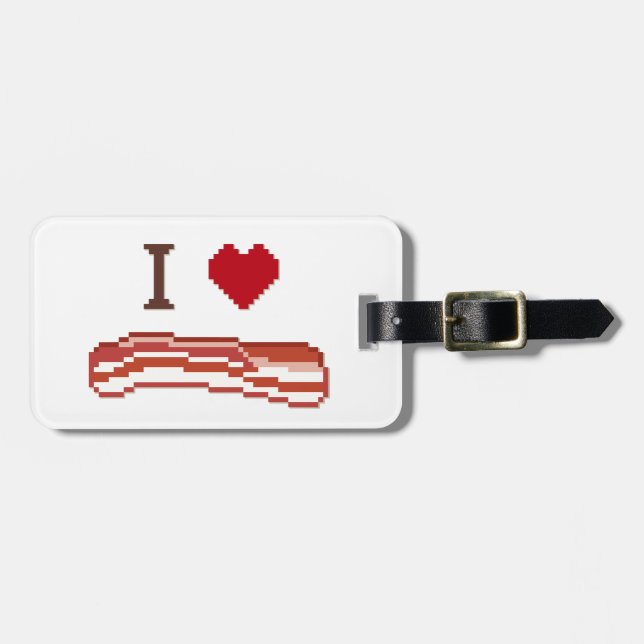 I Love Bacon Luggage Tag (Front Horizontal)