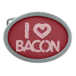 I Love Bacon Oval Belt Buckle