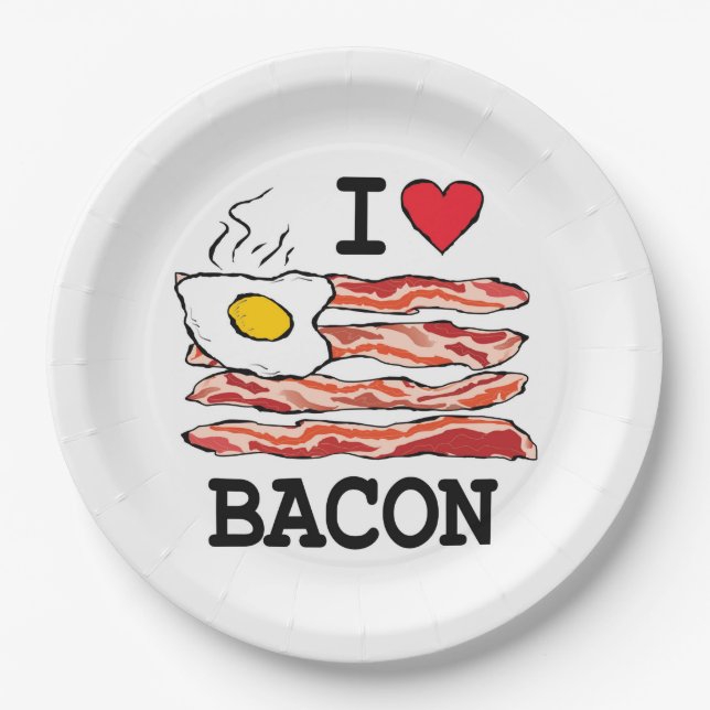 I Love Bacon Paper Plates (Front)